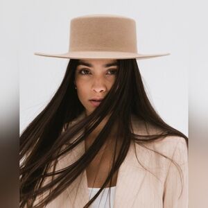 GIGI PIP NWT Dahlia Felt Boater Hat Brown 57 S/M